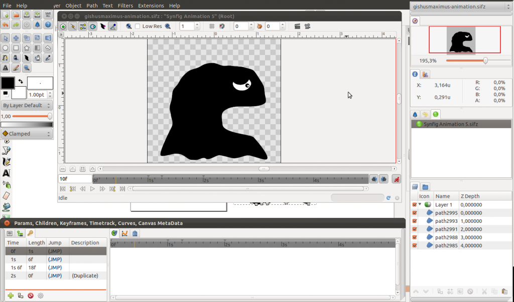 Animating Gishus Maxumis using Synfig